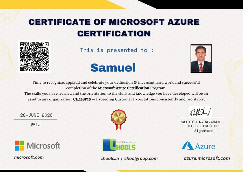 Microsoft Azure Certification Program Certificate